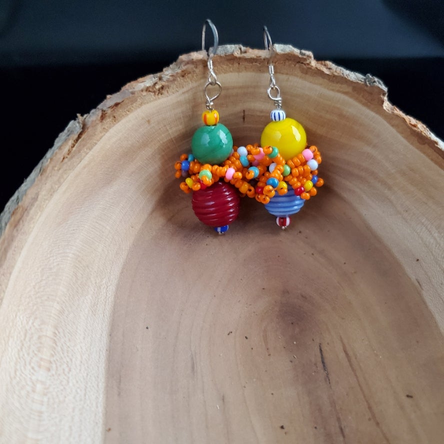 Orange Porcupine Earrings